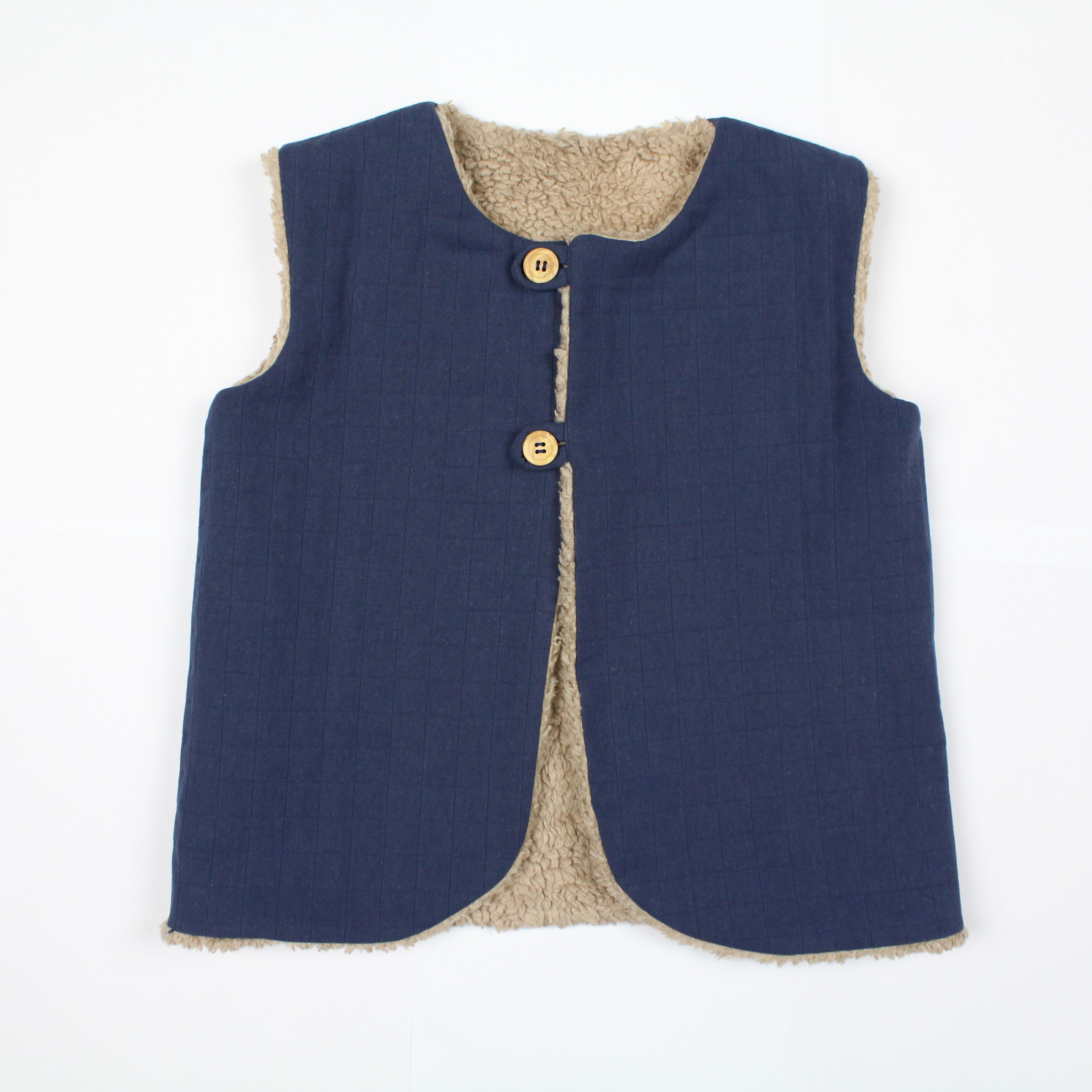 Aulnes gilet sans manche couleur bleu ocean, coton labellisé
