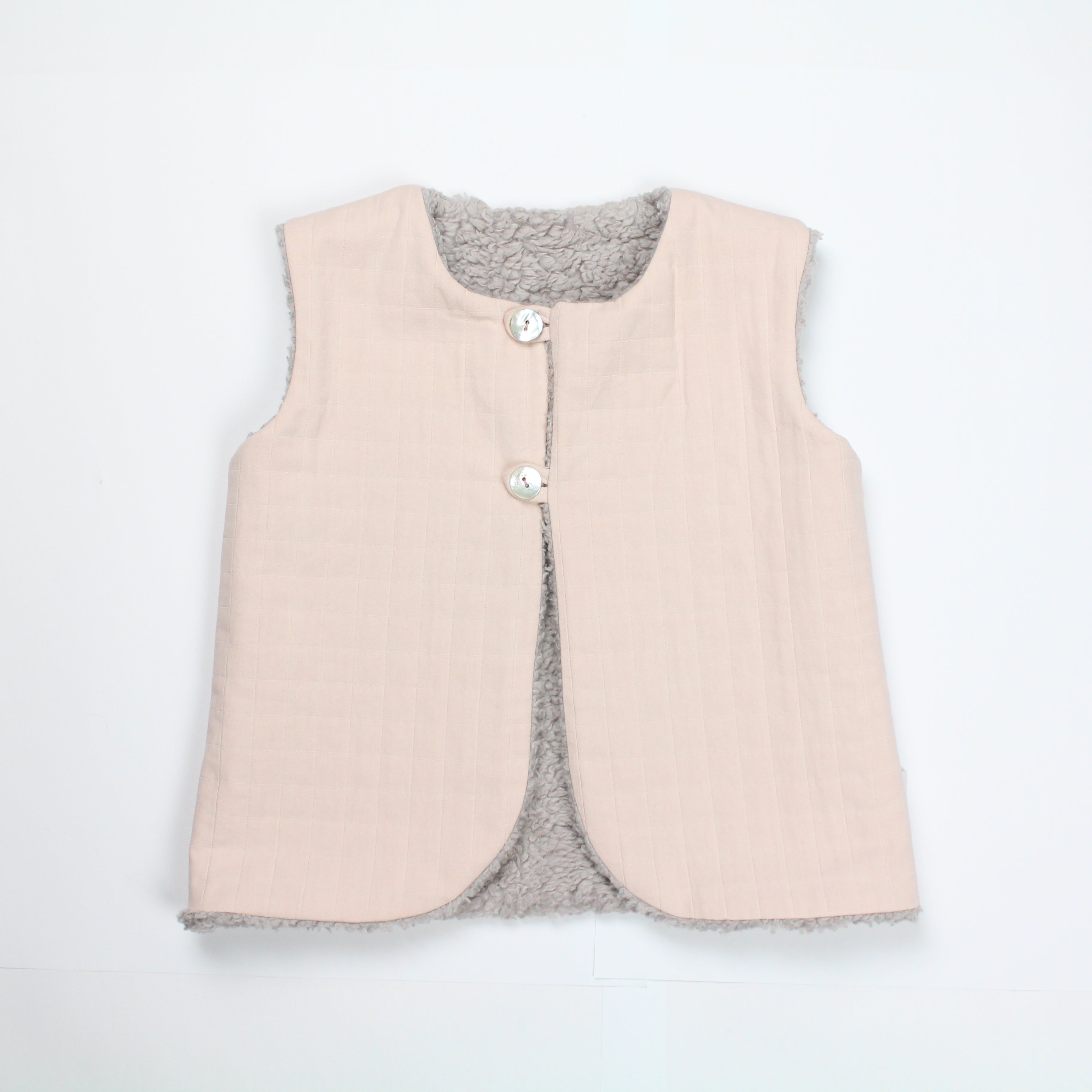 Aulnes gilet sans manche couleur rose poudré, coton labellisé