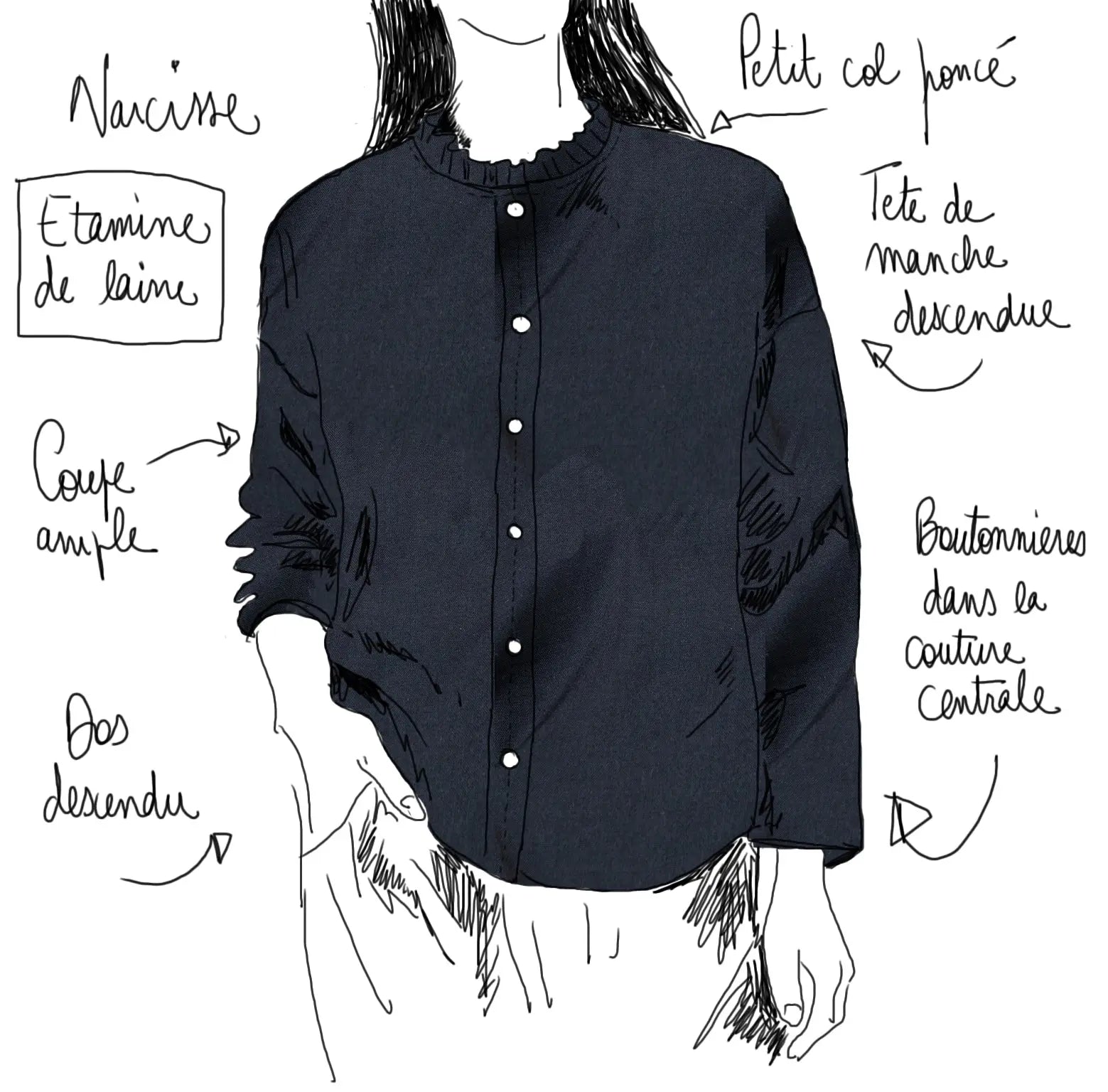 Chemise Narcisse - Etamine de laine Maison Colette