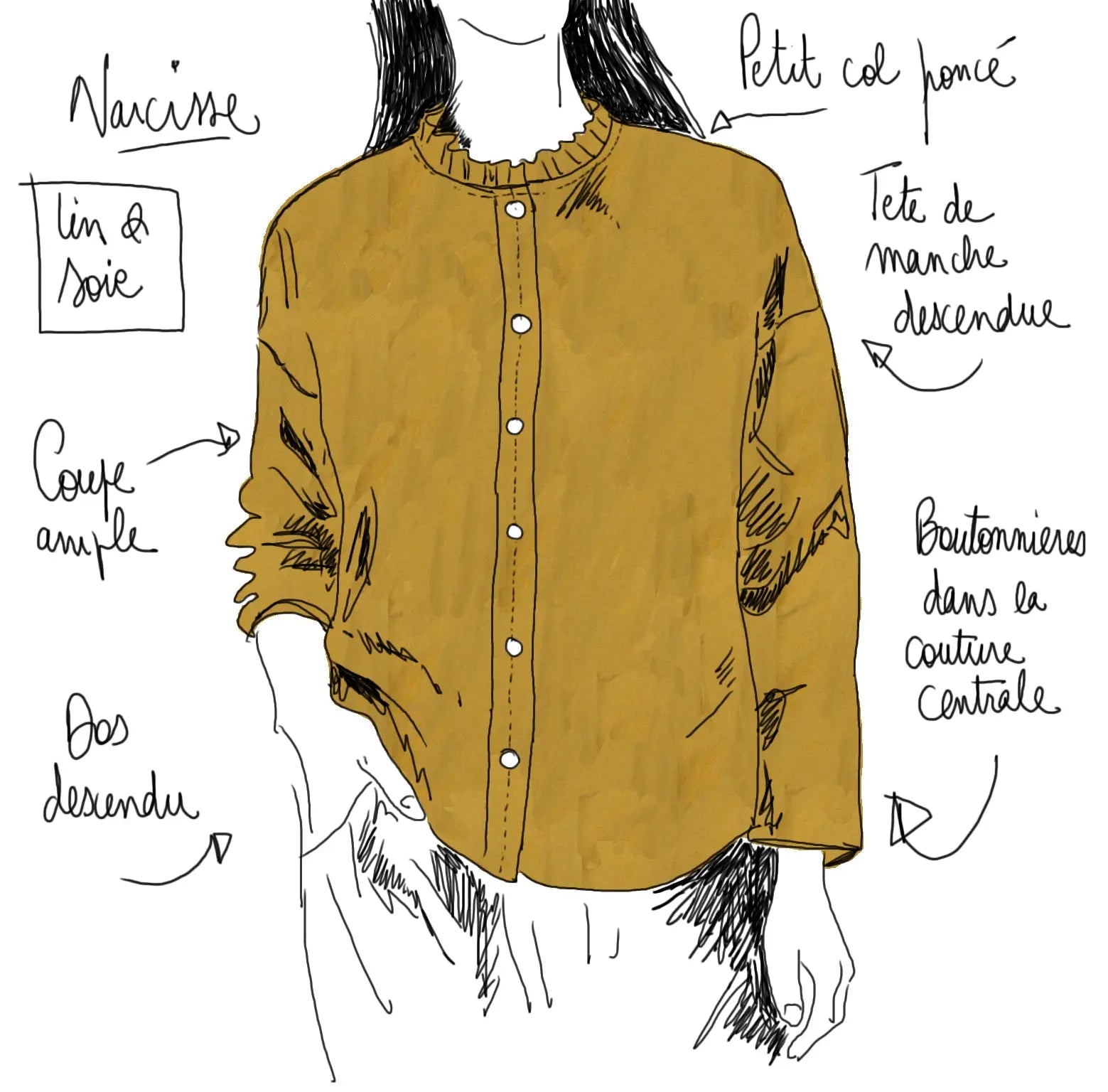 Chemise Narcisse - Popeline Lin & Soie Maison Colette