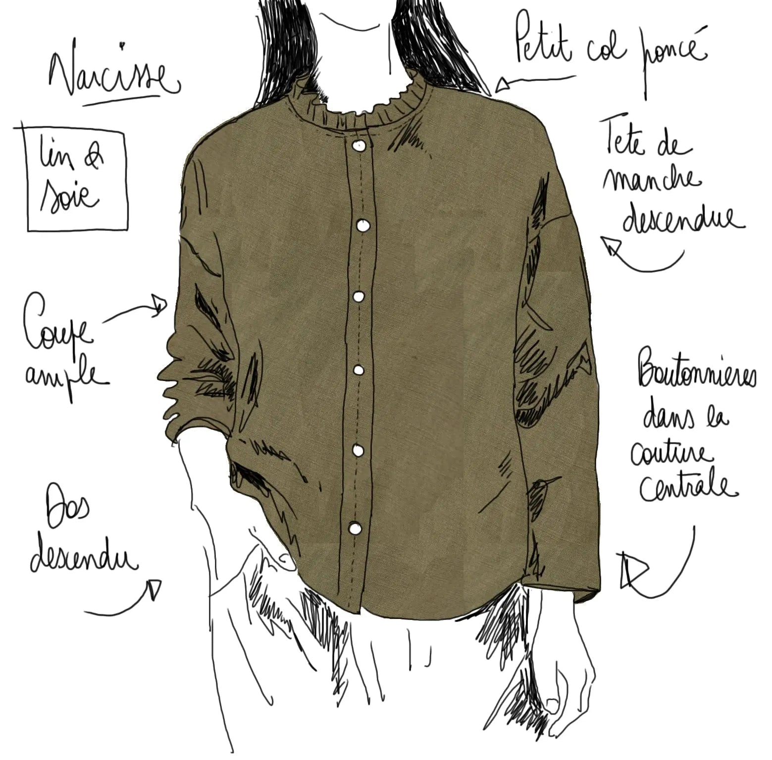 Chemise Narcisse - Popeline Lin & Soie Maison Colette