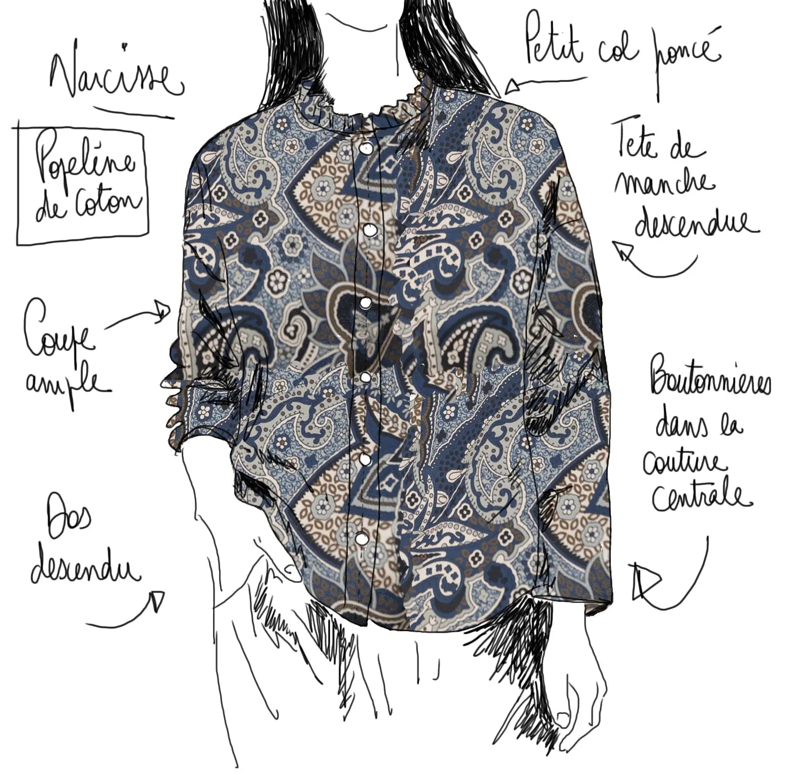 Chemise Narcisse - Popeline de coton Maison Colette