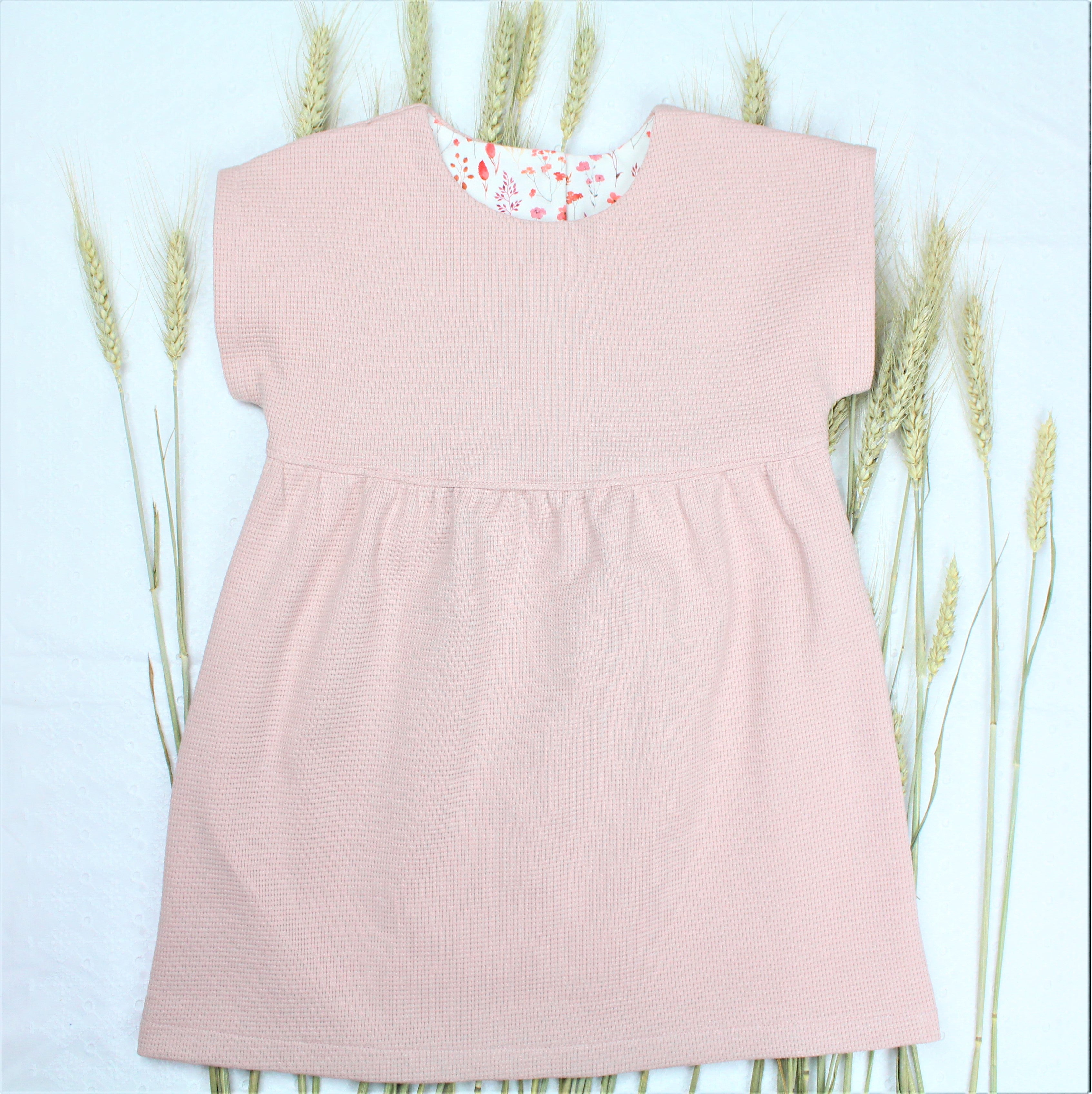  Détail robe coton labellisé couleur rose poudré  