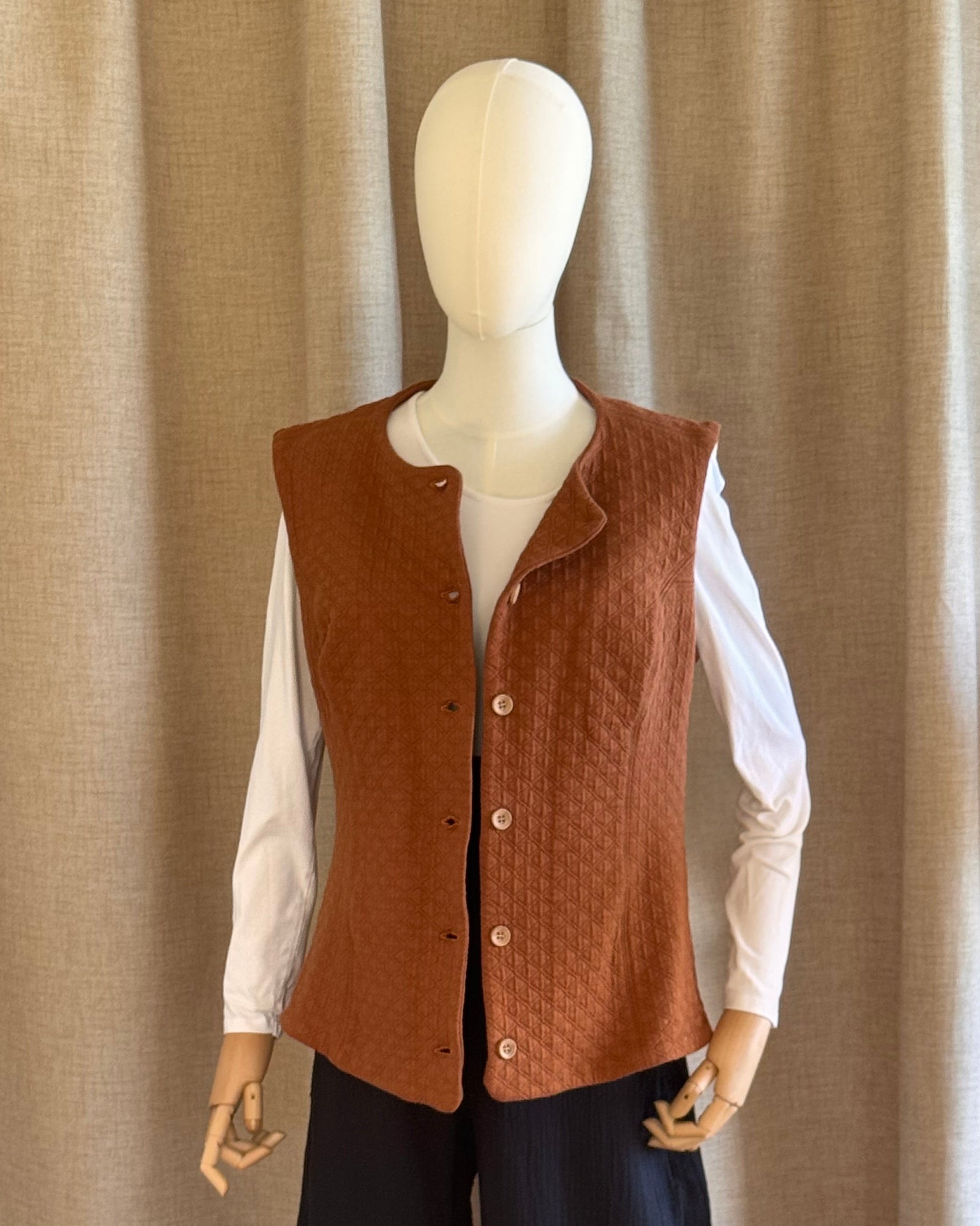 Gilet en coton tabac de face