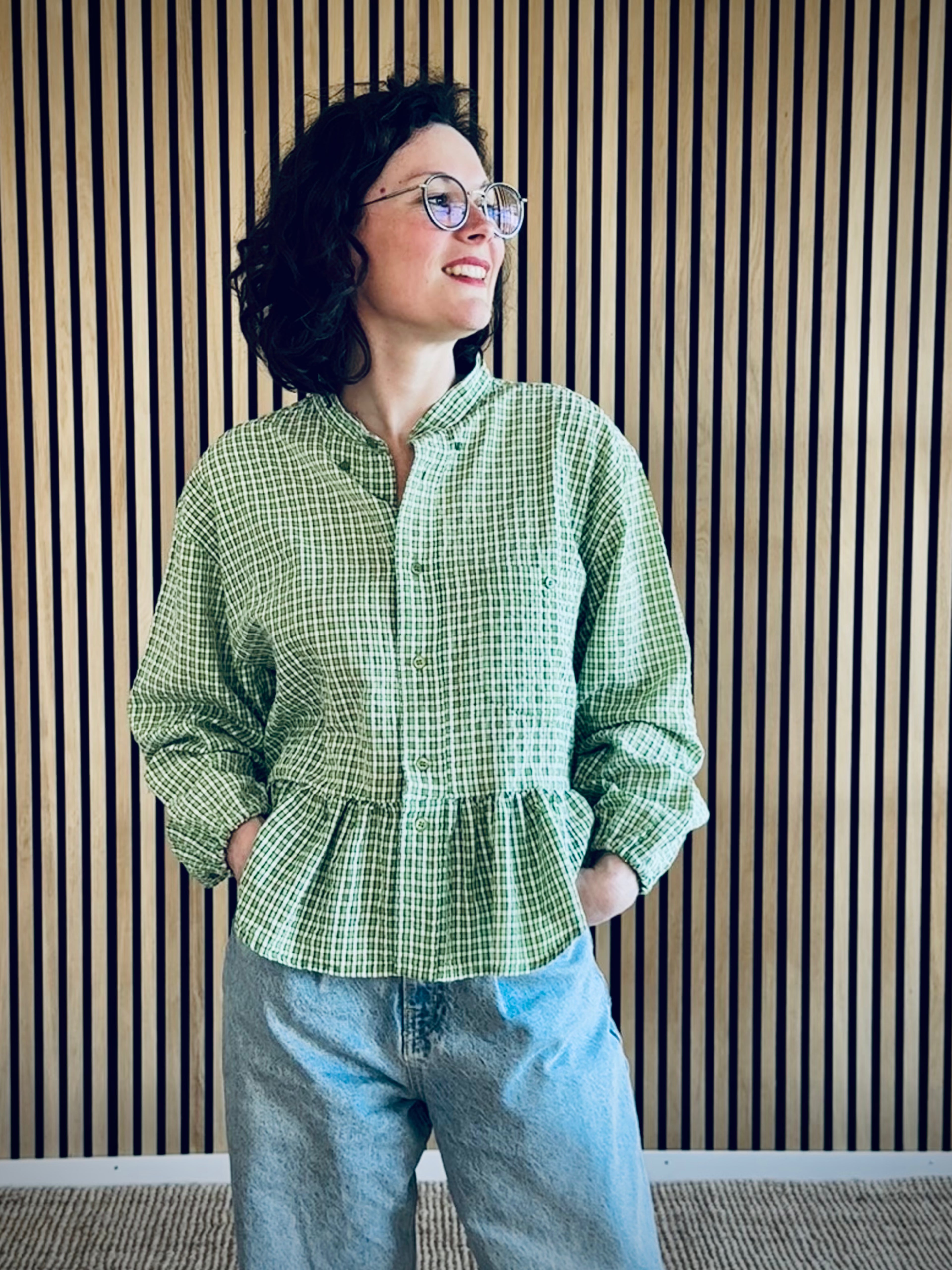Chemise à carreaux trame fine, taille M