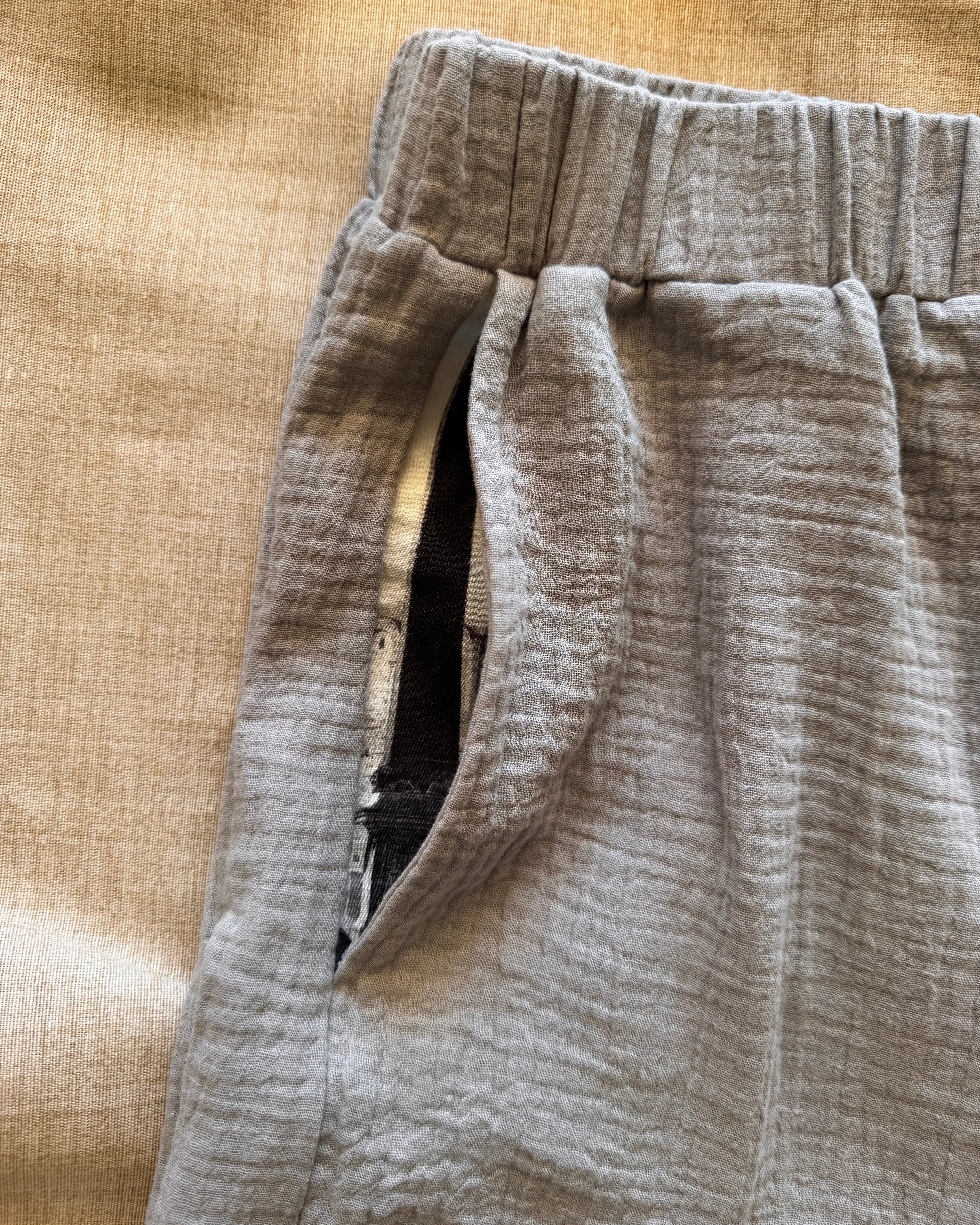 Pantalon barrel leg double gaze galet de riviere de dos poche droite