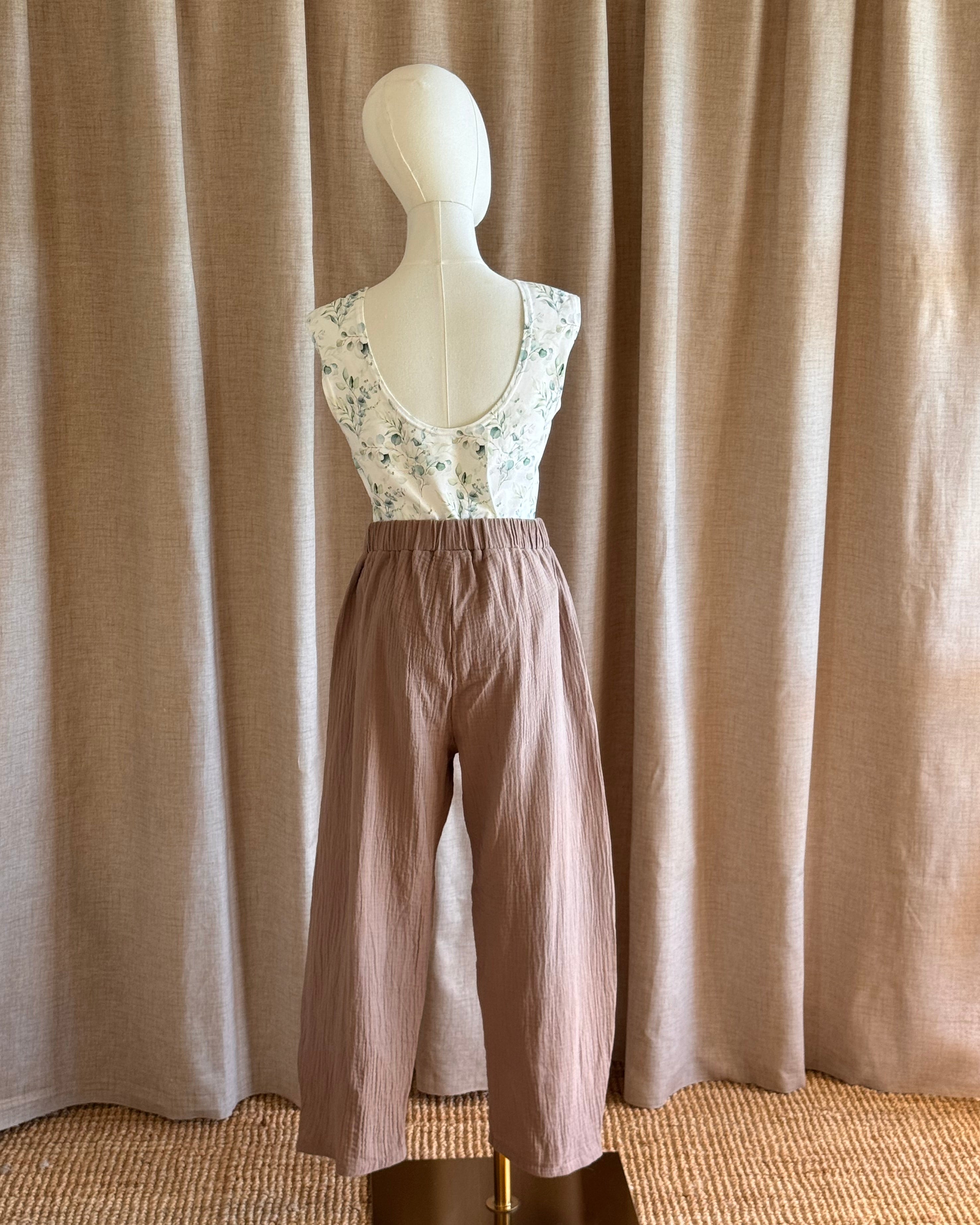 Pantalon coton barrel leg double gaze
 ble mur dos