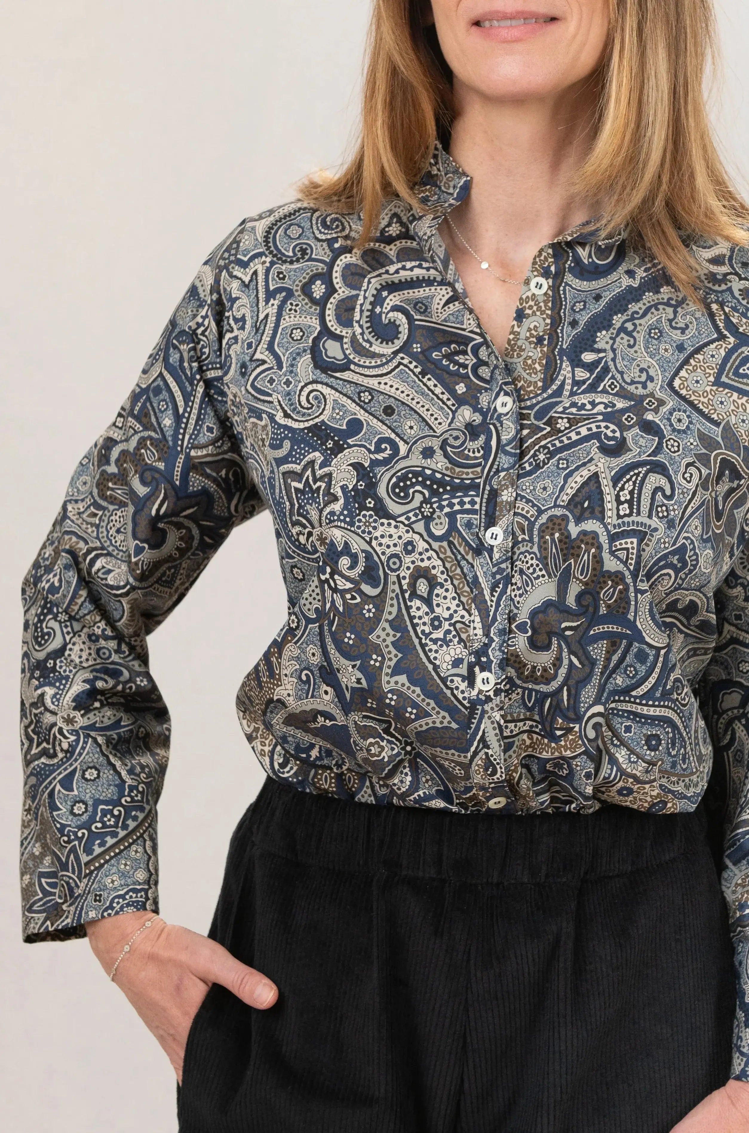 Chemise Narcisse en Popeline de coton motif cashmere - Maison Colette