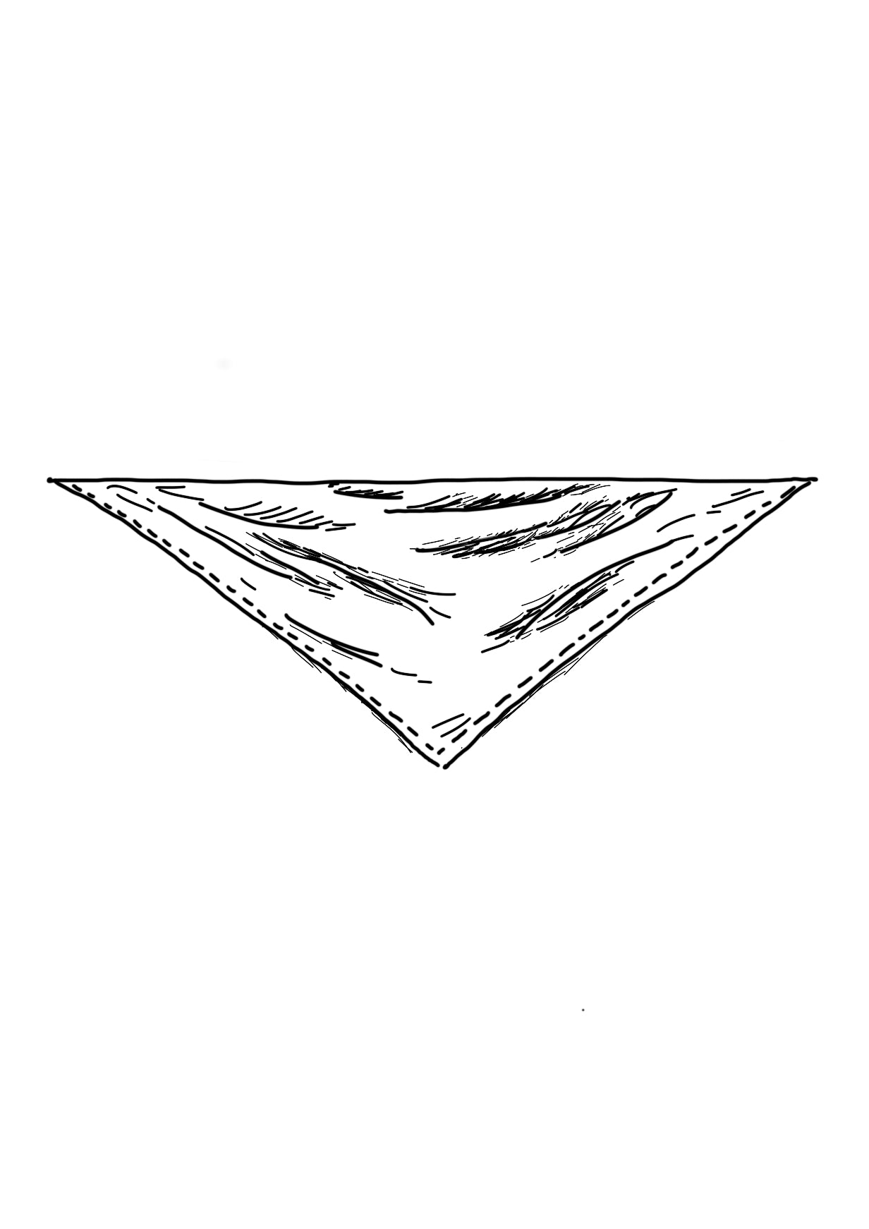 croquis echarpe airelle en grand triangle cousue en étamine de laine